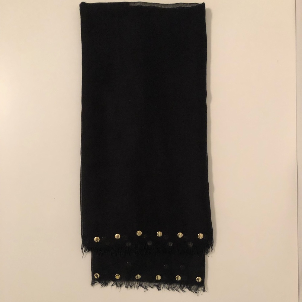 Rayon blend infinity scarf with gold studs